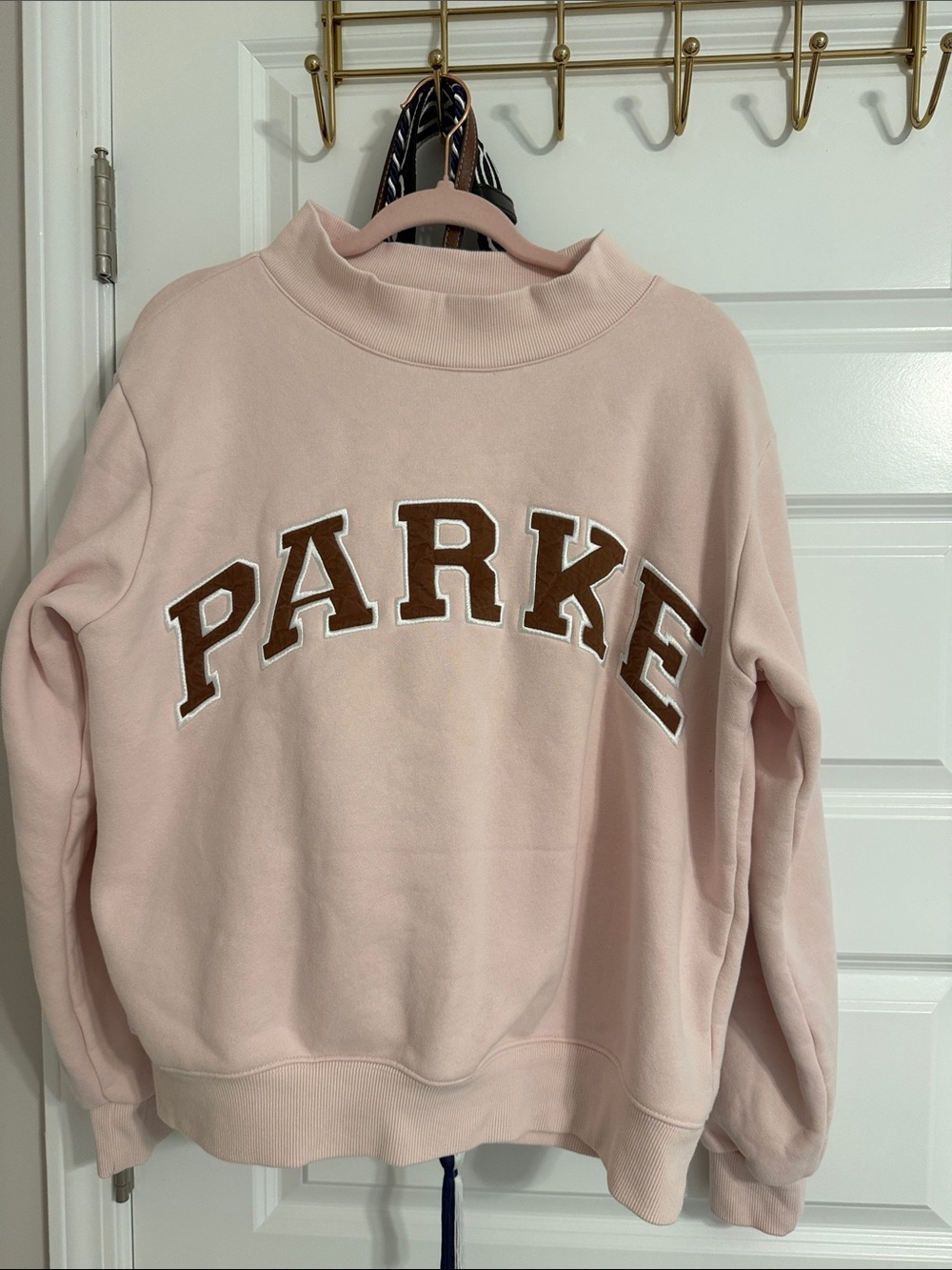 Parke pink and brown Mock Neck Sweatshirt